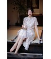 National stil spænde stand krave cheongsam kjole