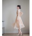 Cloud Skirt Round Neck Ruched Silk Dress