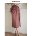 Chanson Skirt High Waist Slit Skirt