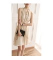 V-neck slimline halterneck vest dress 