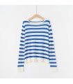 Linen contrast striped sweater T-shirt 