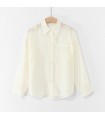 Camisa blanca holgada con protección solar y bolsillo falso 