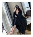 Square neck Hepburn style long-sleeved inner skirt 